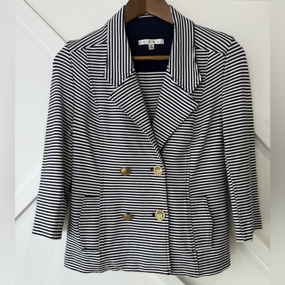 Cabi Life Jacket Navy And White Striped Nautical Soft Blazer Size Small #823 - Picture 2 of 10
